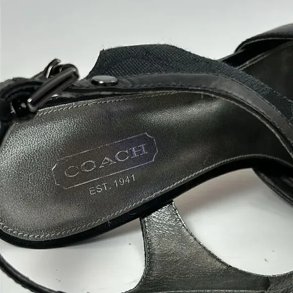 Coach Dita Semi Mat Calf Black Sandal - Size 7.5 black heels signature - Picture 5 of 10
